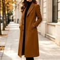 thumbnail image 5 of IUYRTFE Women's Long Lapel Collar Coat Casual Solid Color Overcoat with Pockets, 5 of 9