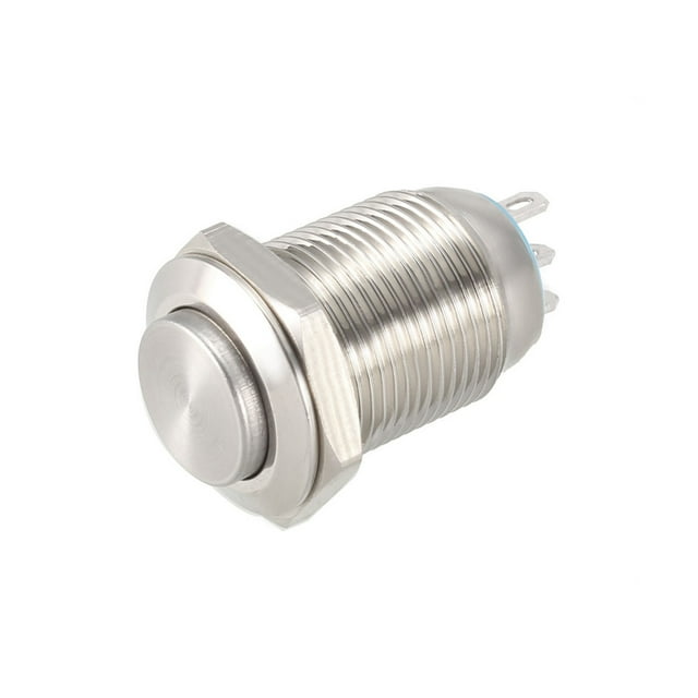 Interruptor de botón pulsador de metal de enclavamiento Unique Bargains Diámetro de montaje de 12mm 1NO 1NC COM DC 30V 0.1A 23.5 x 16mm
