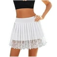 thumbnail image 4 of Women's Lace Trim Mini Skirt Low Rise Pleated Half Slip Skirt Layered Flowy Skirts Underskirt, 4 of 8