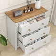 thumbnail image 4 of YIGOBUY Farmhouse 3 Drawer Dresser for Bedroom, Tall Modern Chest of Drawers, Wood Oak Storage Chest for Bedroom, Hallway, Living Room Closet Dressers Chest, Tall Nightstand, Off White, 4 of 6