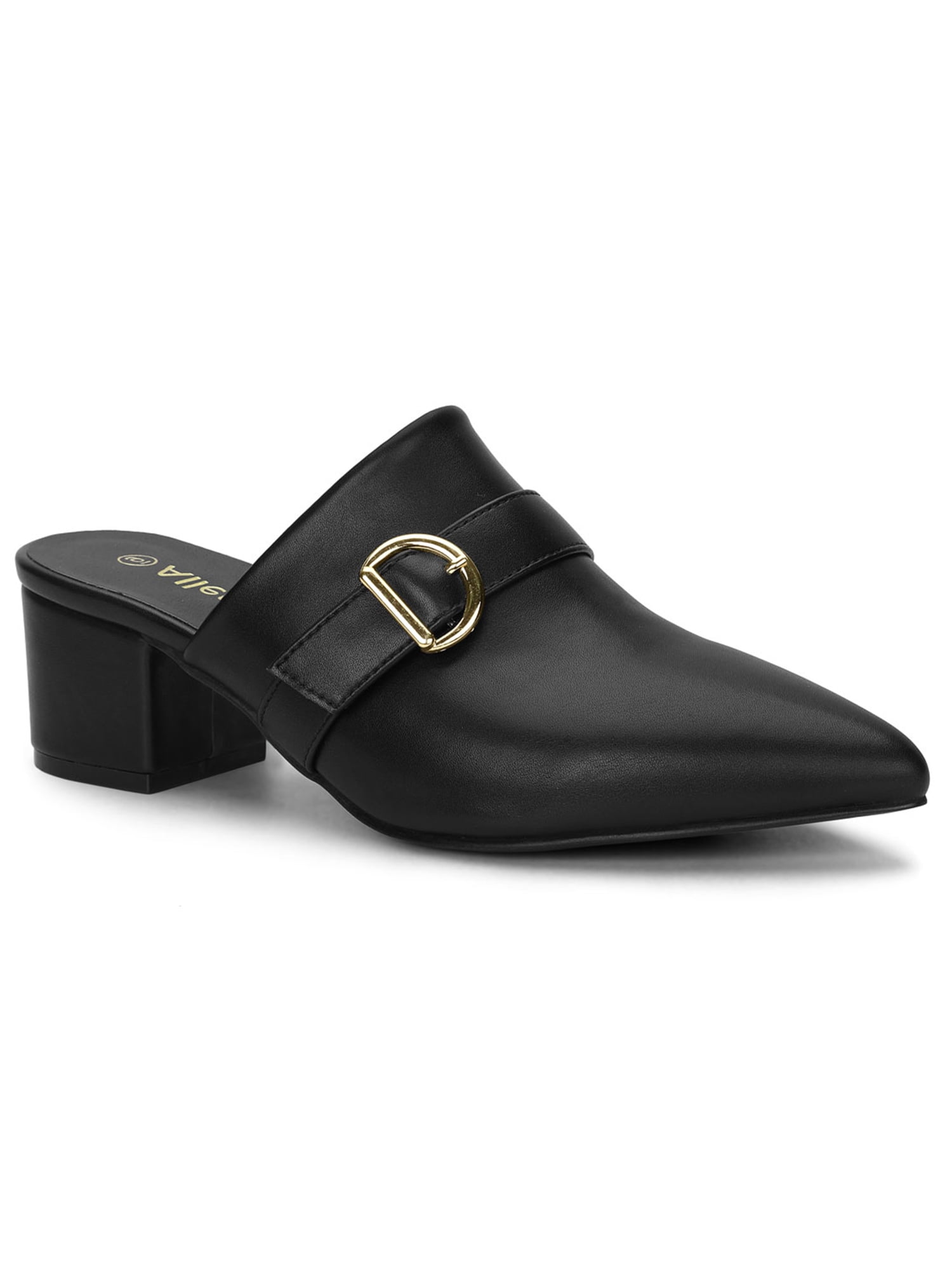 Allegra K Women's Shoes Pointed Toe Chunky Heels Mules Slide Shoes