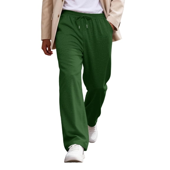 Dresfit Baggy Pants for Men Lightweight Drawstring Wide Leg Sweatpants Casual 2026 Lounge Big and Tall Athletic Trousers Loose Hiking Sweat Pants Dark Green XL