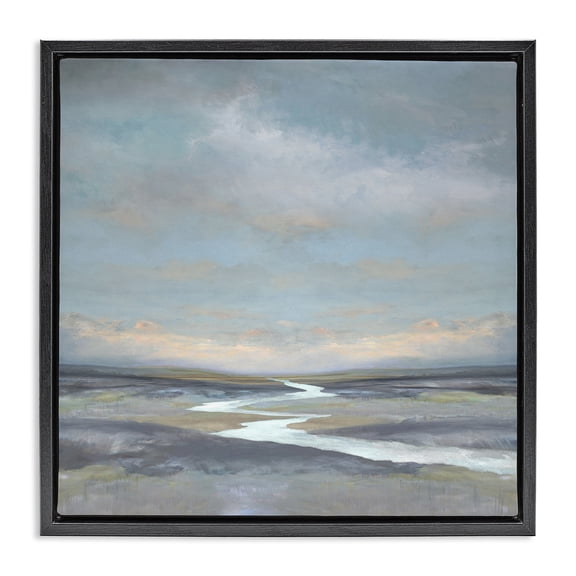 Stupell Industries Contemporary Riverbend Misty Atmosphere Black Floating Frame Canvas Art, 18 x 18, by Christy McKee
