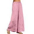 thumbnail image 2 of Delayuji Women's Linen Pant Embroidered Summer Loose Elastic Waist Casual Baggy Pants Wide Leg Pants Plus Size M-4XL, 2 of 6