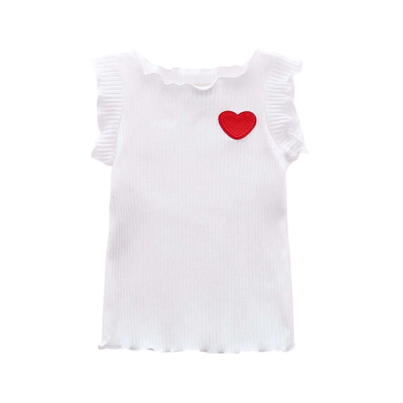 shoper T-Shirts for Girls 11-12 Flutter Sleeve Preppy Shirt Fashion Casual Shirts for Teen Kids Soft Girl Aesthetic Clothes White