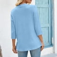 thumbnail image 6 of Women's Ruffle 3/4 Sleeve Cardigan Lightweight Casual Open Front Knitwear for Office Daily Wear Light Blue XXL, 6 of 7