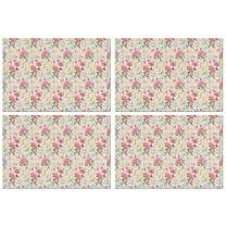Pioneer Flower Floral Print Pattern Summer Placemats Table Placemats Set Of 4-Linen Kitchen Washable Placemats Table Mats 12x18 Inch Non-Slip Heat Resistant