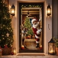 thumbnail image 4 of Christmas Santa Reindeer Door Cover Peeking Design Hanging Decoration For Front Door Porch Holiday Party Home Decor, 4 of 7