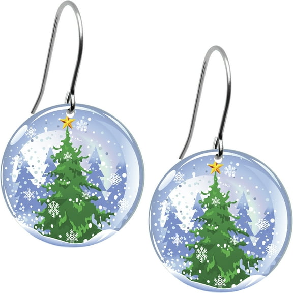Body Candy Snow Globe Holiday Tree Earrings