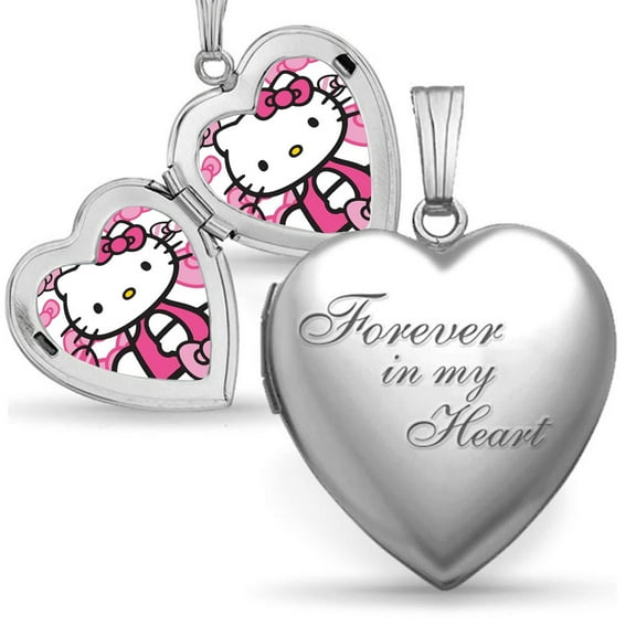 Hello Kitty Love Locket Necklace, Can Hold Photos Polished Locket Necklace Birthday Gift