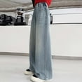 thumbnail image 4 of WAYUTE Girls Casual Loose Fit Denim Pants Straight Leg Trousers for Big Kids and Tweens Comfortable Everyday Wear Classic Blue Jeans, 4 of 7