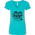 thumbnail image 3 of Inktastic Florida is My Happy Place with Palm Trees Women's V-Neck T-Shirt, 3 of 5