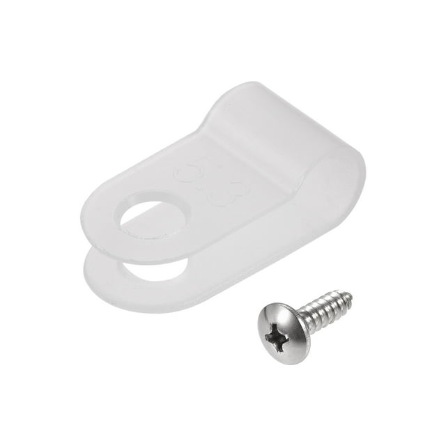 Unique Bargains 5.3mm Nylon R Type Cable Clip Wire Clamp with Screws White 50 Pieces