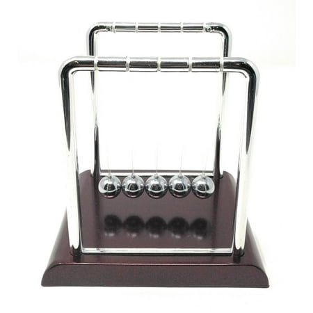 THY COLLECTIBLES Newtons Cradle Balance Balls 5 1/2 inch Desk Top Decoration Kinetic Motion Toy For Home And Office (Red 5.5")