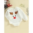 thumbnail image 3 of Wassery Baby Girls Boys Christmas Romper Clothes 6M 12M 18M 24M Toddler Girls Boys Long Sleeve Round Neck Reindeer Embroidery Bodysuit Infant Girls Boys Fall Winter Clothing, 3 of 9