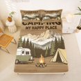 thumbnail image 5 of Manfei Vintage Rv Queen Sheets,Retro Letter Pattern Queen Sheet Sets,Brown,4pcs,1 Flat Sheet, 1 Fitted Sheet and 2 Pillowcases, 5 of 6