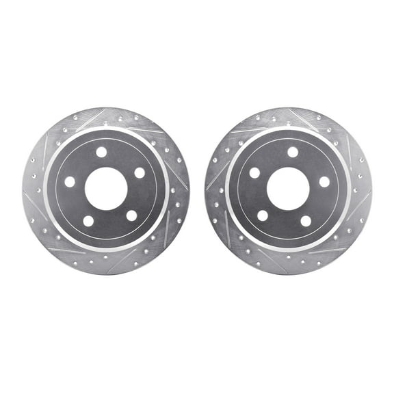 Dynamic Friction Company Rear Brake Rotors-Drilled and Slotted-Silver 7002-42037