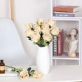 thumbnail image 3 of Artificial Silk Rose Flower Bouquet Lifelike Fake Rose for Wedding Home Party Decoration Event Gift 10pcs (Off White), 3 of 5