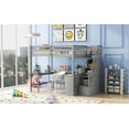 thumbnail image 4 of CoSoTower Full Size Loft Bed with Built-in L-Shaped Desk and Three-Tier Storage Shelves,And Attached Storage Staircase,Gray, 4 of 9