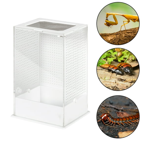 REPTI ZOO Mini Terrario de Acrílico para Reptiles, 12cmx10cmx20cm de 2.4 Lt, Caja de Cría de Reptiles, Terrario para Tarántula, Escorpión, Isópodos, Cucaracha, Invertebrados, Insectos y Mantis REPTI ZOO Mini Terrario de acrilico