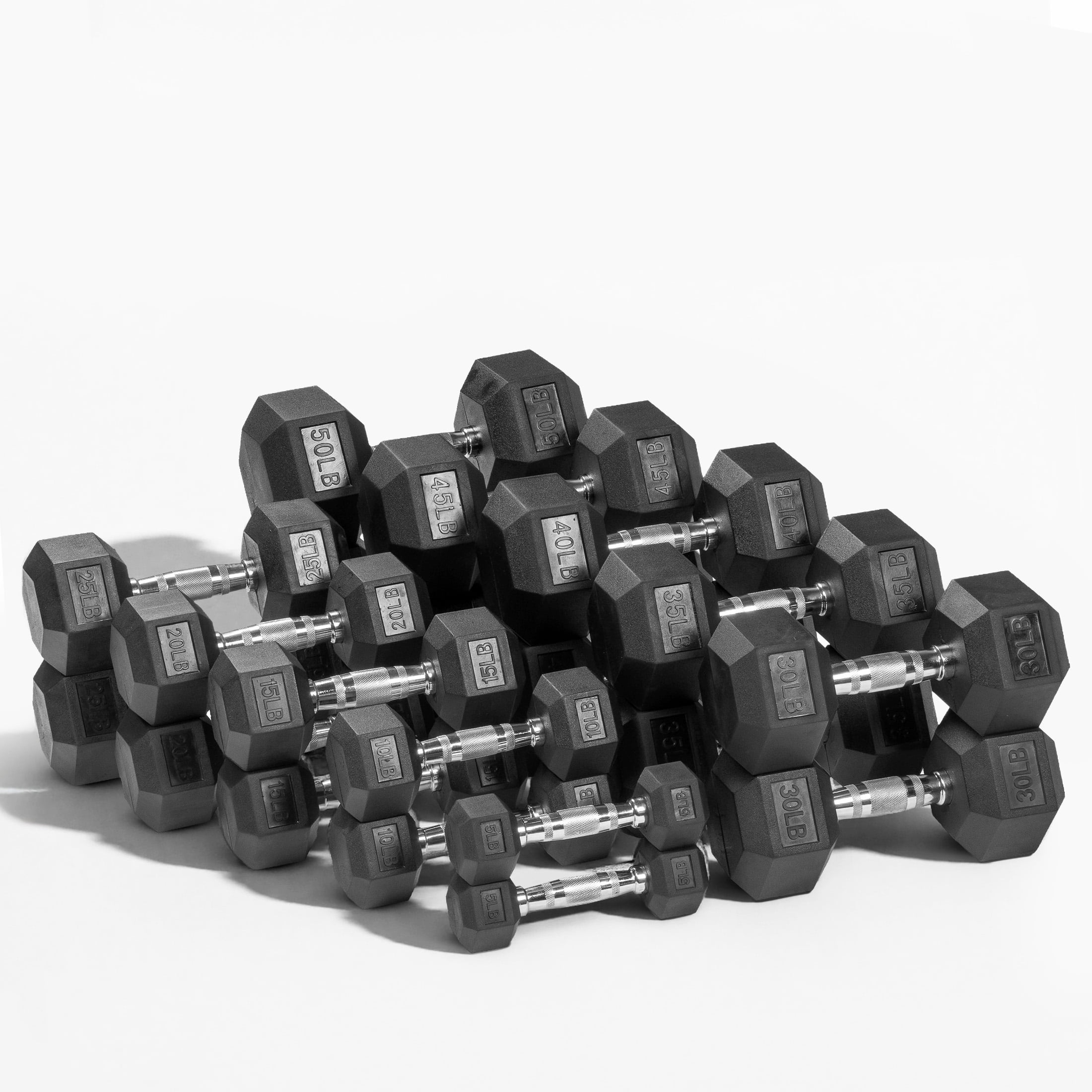 EDX 45 LB Rubber Hex Dumbbell – Anti-Roll Grip for Strength Training, Home Gym & Full-Body Workouts