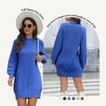 thumbnail image 6 of VENUZOR Long Sleeve Sweater Dress for Women 2025 Fall Ridded Kint Casual Mock Turtleneck Dress lightweight Puff Sleeve Sweater Dress Pullover, 6 of 8