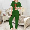 thumbnail image 6 of BLTIBY Women's Pajamas Set 3 PCS Cute Christmas Short Sleeves Loose Comfy Crop Tops Pj's Pants Outfits and Shorts Loungewear Green M, 6 of 9