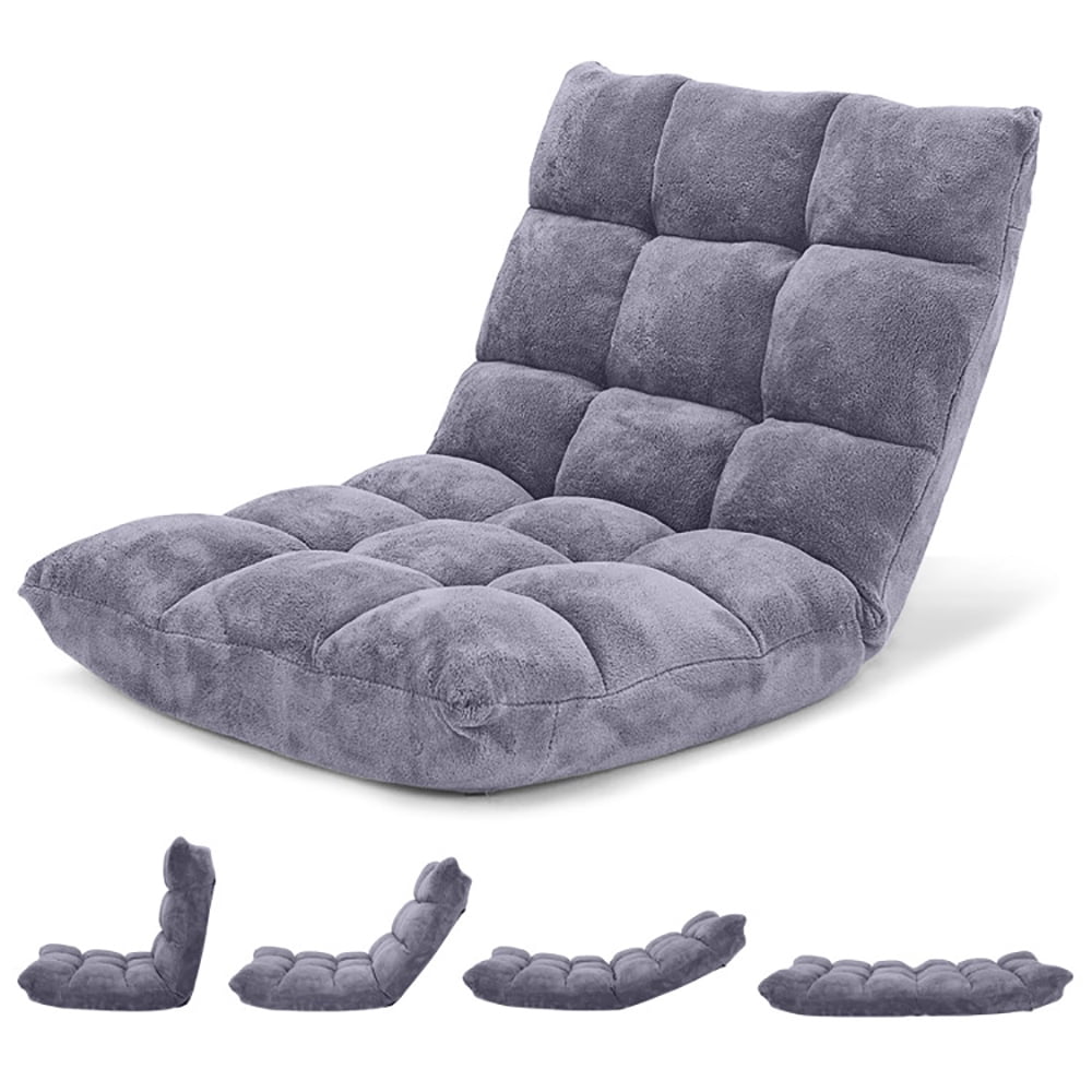 Finihen Adjustable 14-position Cushioned Floor Chair, Folding Lazy Sofa Chair for Living Room, Bedroom, for Gaming, Reading, Gray Finihen Adjustable 14-position Cushioned Floor Chair, Folding Lazy Sofa Chair for Living Room, Bedroom, for Gaming, Reading, Gray