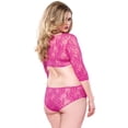 thumbnail image 2 of Leg Avenue Sexy Plus Size Cut Out Floral Lace Teddy, Plus Size, Fuchsia, 2 of 5