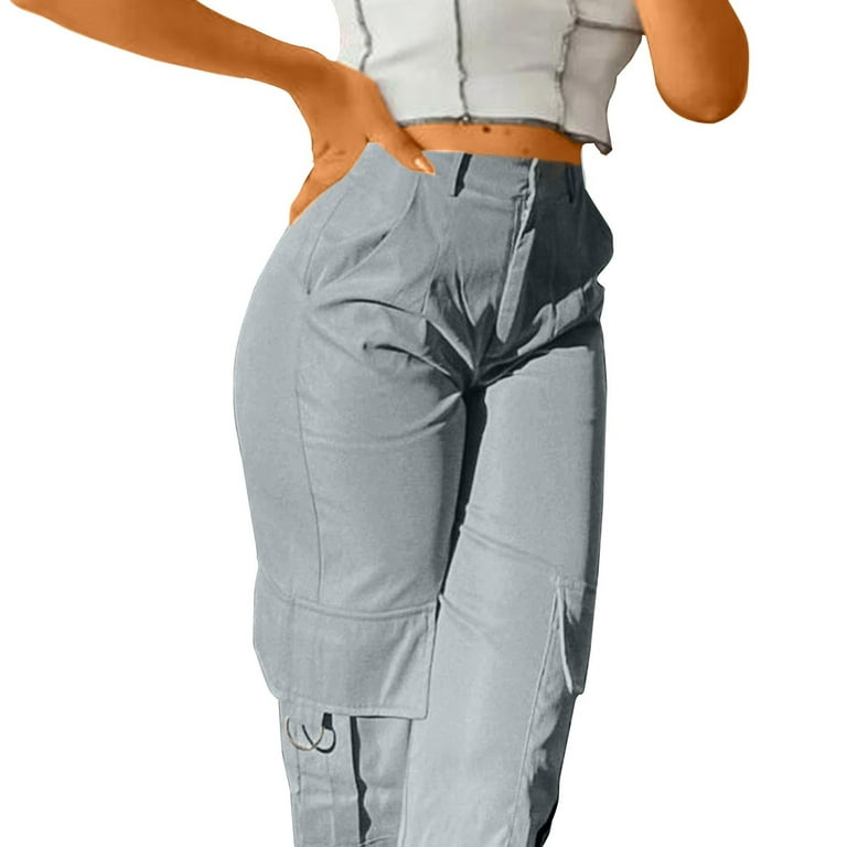 Cargo Pants Plus Size Silver Pants Fulijie Womens Daily Elastic