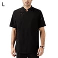 thumbnail image 2 of Cocinero de algodón Uniforme de manga corta Cocina de verano delantal Botones Trajes cómodos camisas para hombres suministros para hombre para restaurante negro l Scienceny LF000328-16, 2 of 7