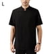 thumbnail image 2 of Cocinero de algodón Uniforme de manga corta Cocina de verano delantal Botones Trajes cómodos camisas para hombres suministros para hombre para restaurante negro l Eigraketly LF000328-16, 2 of 7