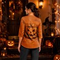 thumbnail image 6 of LNZGNM Halloween Womens Scrub Top V Neck Pocket Three Quarter Sleeve Easy Care Loose Fit Comfortable Stretch Clinic Medical Duty,Brown(XL), 6 of 6