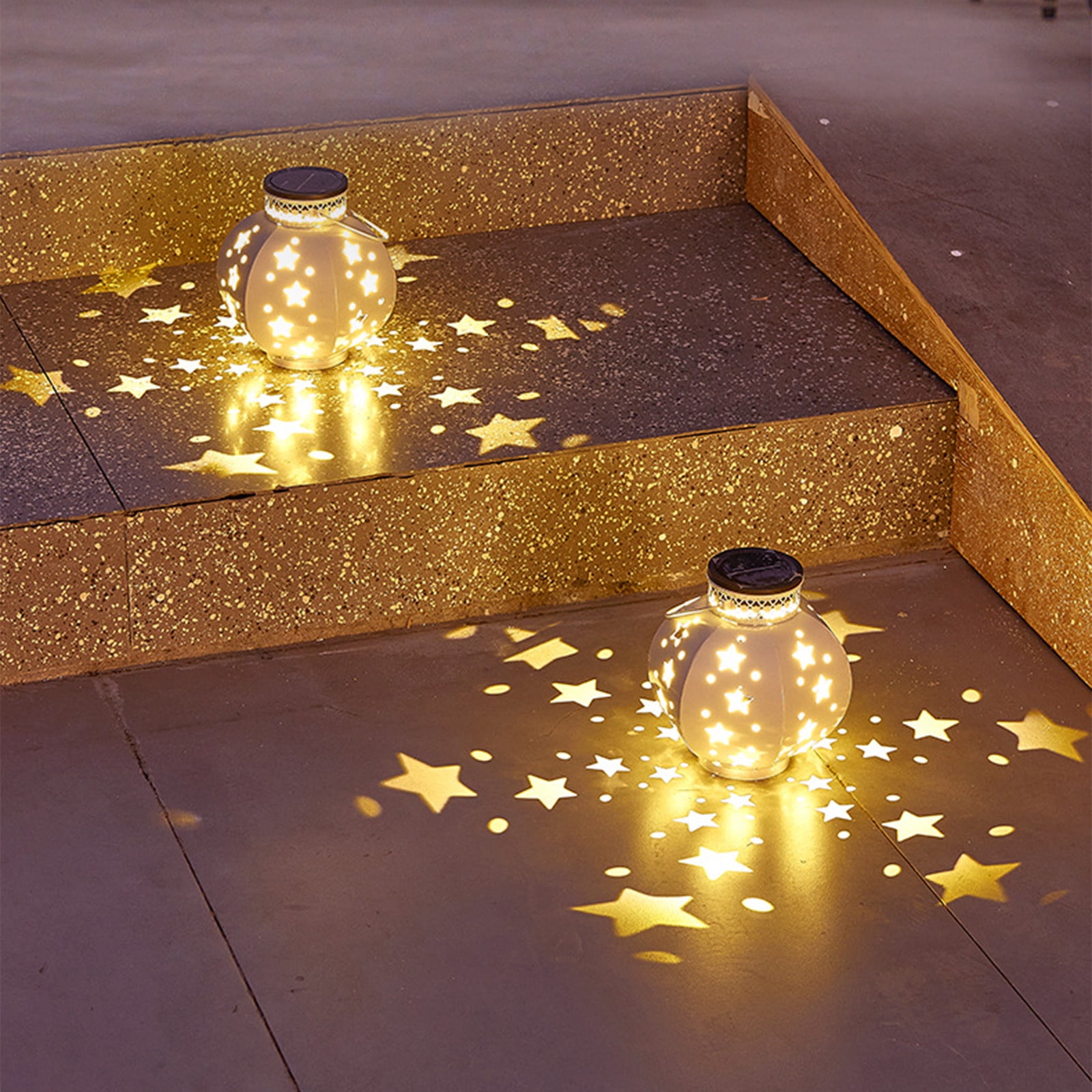 Outdoor Solar Lantern Waterproof Hanging Garden Light with Star Hollow Design, Courtyard Lights Garden Lights LED Lawn Lights, for Yard Patio Lawn Porch Pathway Party Decoration