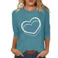 thumbnail image 3 of ShomPort Women's 3/4 Sleeve Tops Summer Casual Round Neck Printed Tunics Valentine's Day T-Shirts, 3 of 3