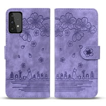 Allytech for Samsung Galaxy A32 5G 6.5" Wallet Case,Shockproof Full Protection Embossed Pattern Leather Magnetic Flip Card Slots Kickstand Phone Cover,Purple