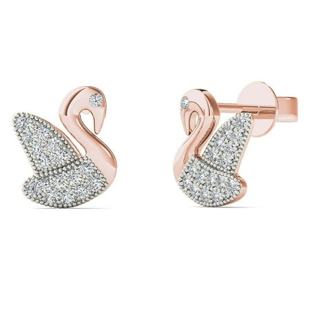 Aaxia 10k Rose Gold 1 10ct Tdw Diamond Swan Stud Earrings Aaxia 10k Rose Gold 1 10ct Tdw Diamond Swan Stud Earrings