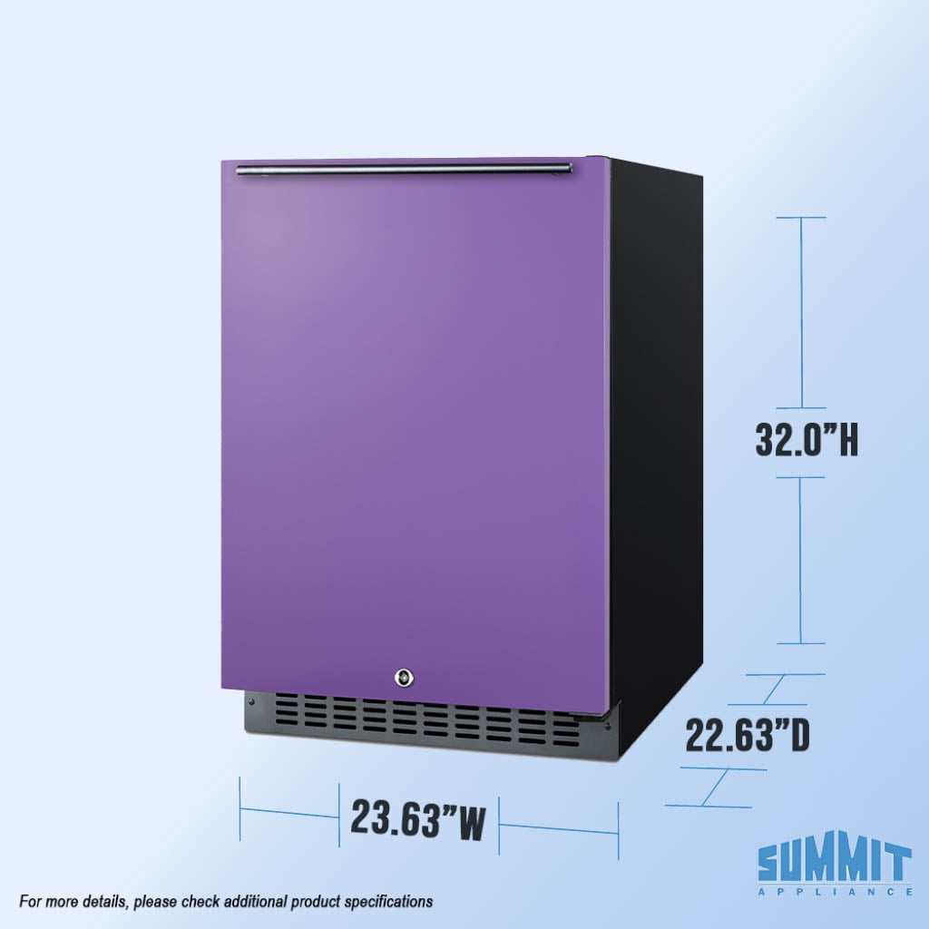 Summit 24" Built-In Refrigerator, 4.8 cu.ft., ADA Compliant, Undercounter, Purple, Stainless Steel - AL54P