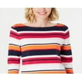 thumbnail image 2 of Charter Club Women's Pima Cotton Button Shoulder Stripe Top Pink Size Medium, 2 of 3