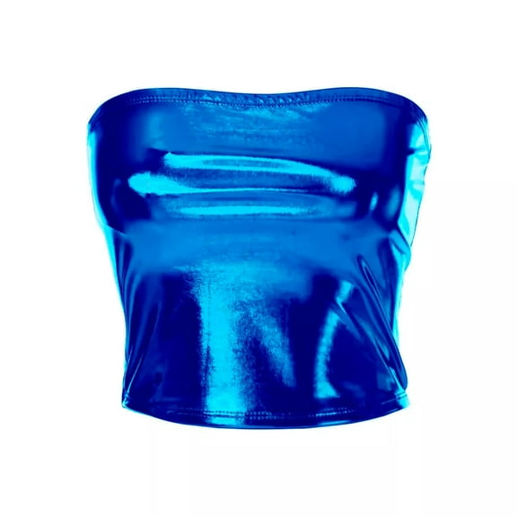 Seeing Red Liquid Blue Metal Bandeau Adult Costume Top | Small Female
