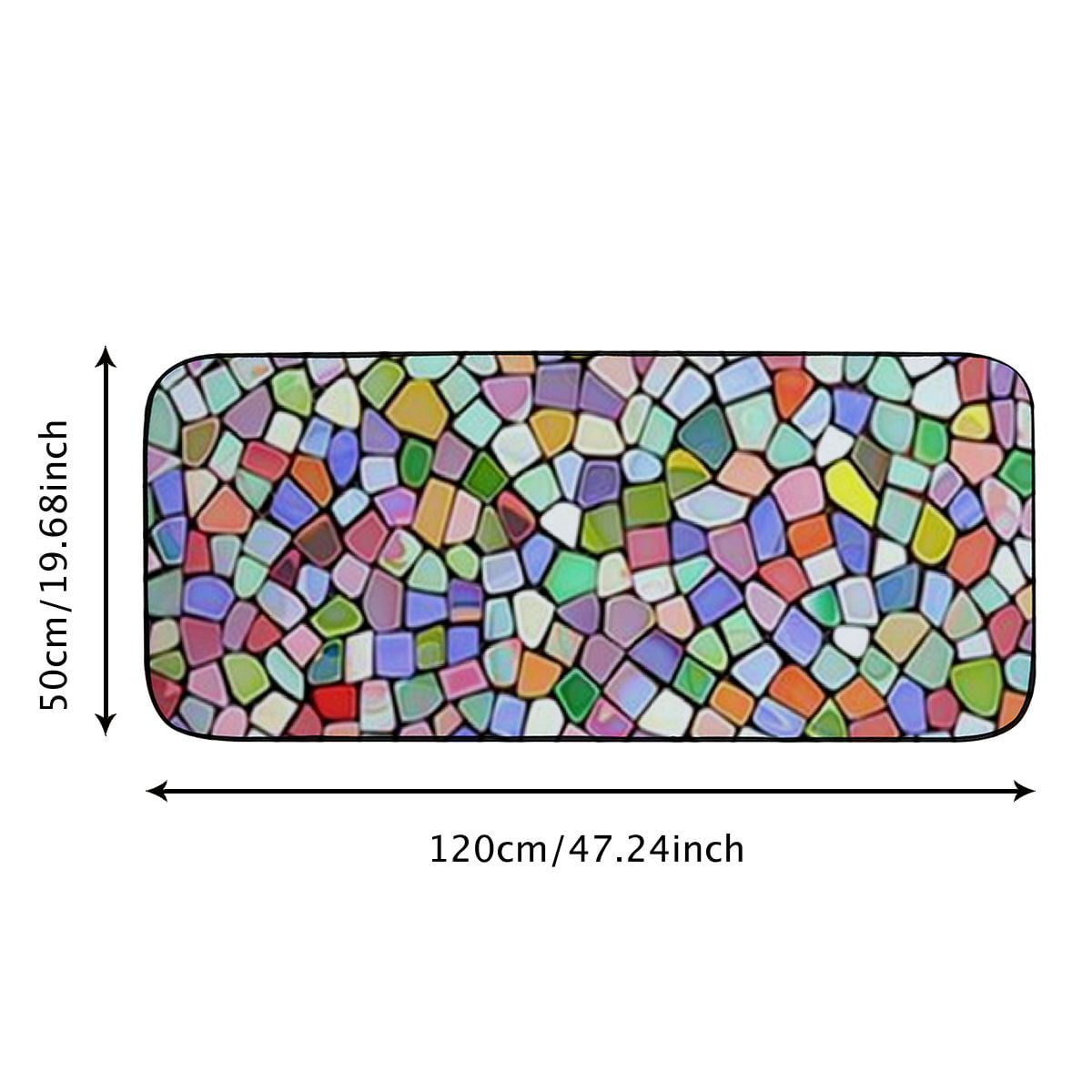 Qinduosi Decorative Door Mat, Door Mat with Non-Slip Rubber Backing, Easy Cleaning, Traps Dirt, for Entry, Patio, Garage - Mosaic Texture Colored Stone Tiles Stones 19.68*47.24 in