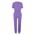 thumbnail image 5 of Meichang Women's Two Piece Outfit Crew Neck Short Sleeve Shirts with Drawstring Waisted Jogger Pants Solid Color Tracksuit Sets with Pockets, 5 of 5