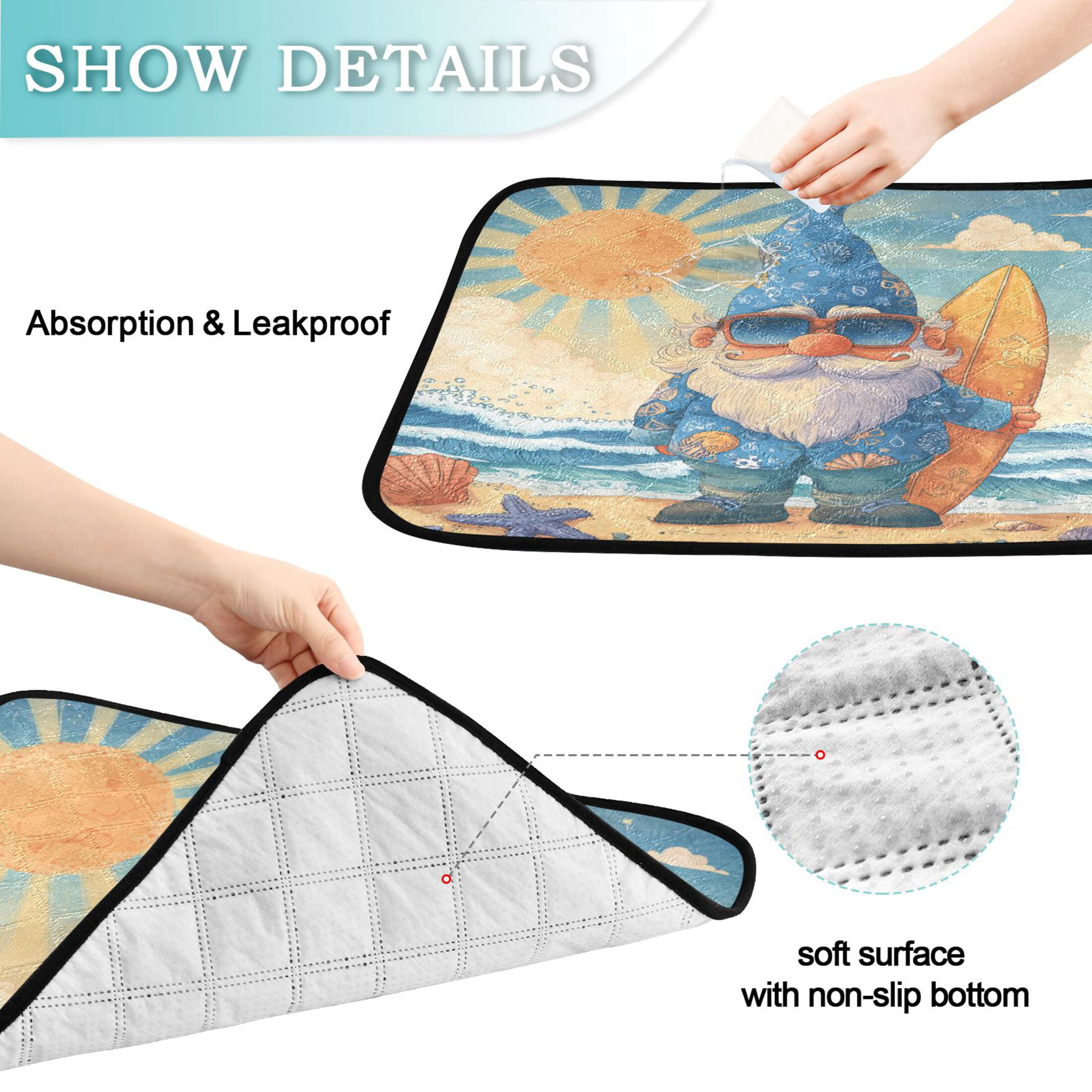 Qxltty Summer Dwarf Cat litter Pads Pet Set of 3 Diaper Mats Center Anti-leakage Layer Absorbent Soft and Comfortable