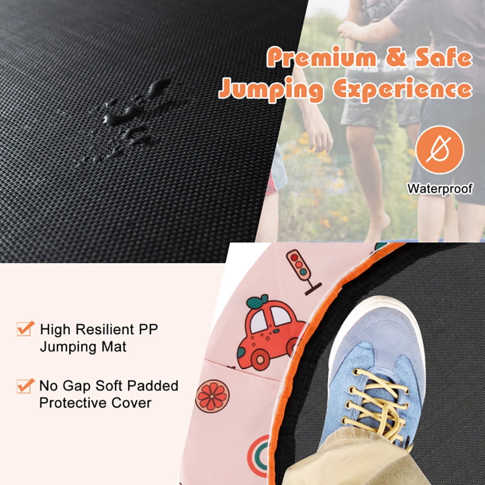 GVN Trampoline, Outdoor Recreational Trampolines,36 Inch Mini Trampoline with Colorful LED Lights and Bluetooth Speaker-Orange