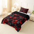 thumbnail image 2 of Homewish 3D Plaid Print Twin Comforter Sets,Black Red Bedding Set,Black Reversible,2 Pieces,1 Comforter and 1 Pillowcase, 2 of 7