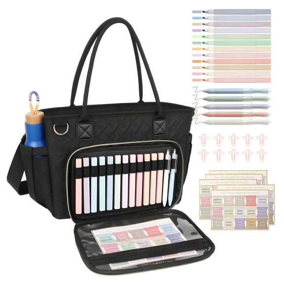 Teacher Tote Bag, Bible Cover Case with Bible Study Supplies and Shoulder Strap, Christian Bible Tote Carry Bag Case, Laptop Bag for Women Work Bags