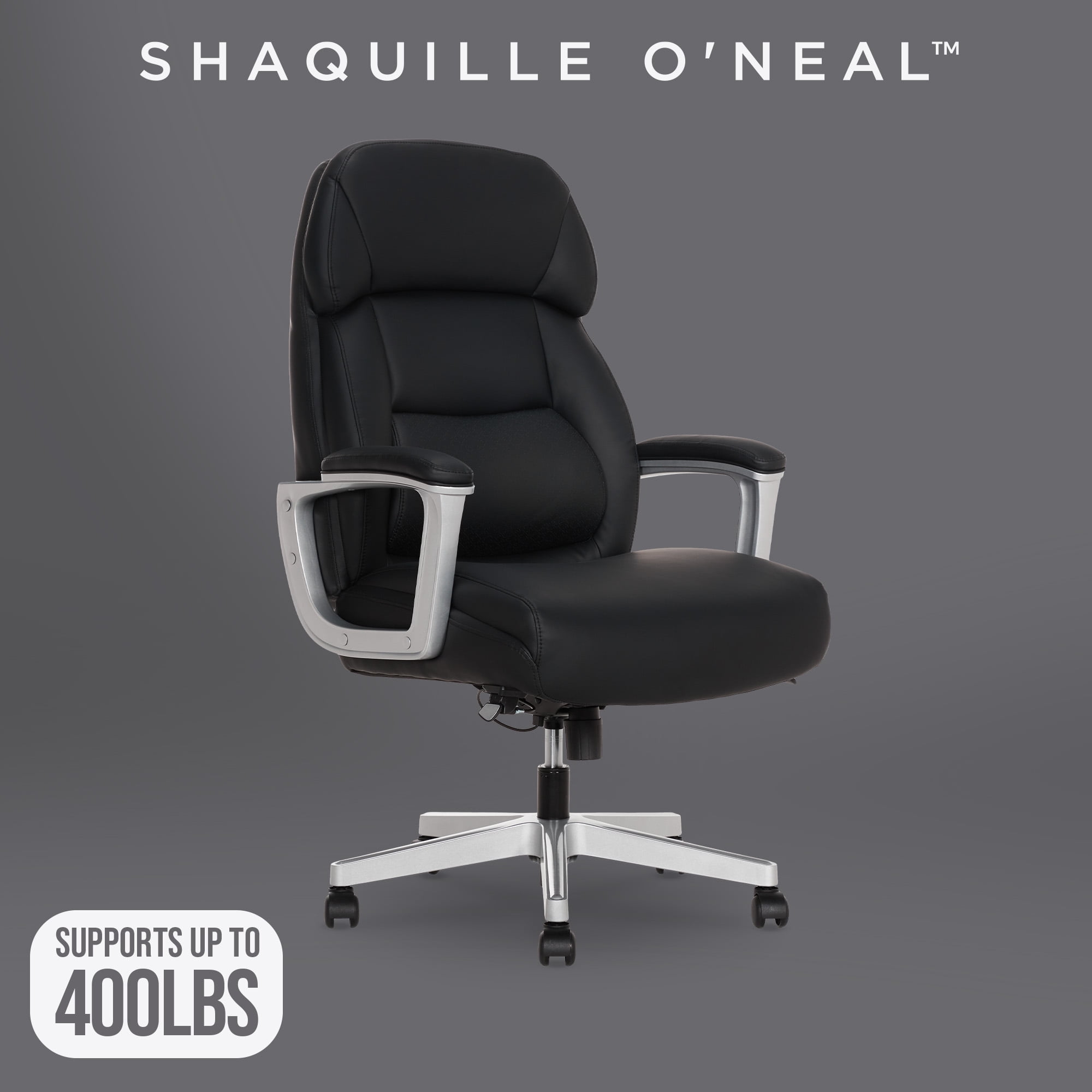 Shaquille O'Neal Rion Ergonomic Heavy-Duty Office Chair, PureSoft Upholstery, High-Back Desk Chair with 400 lb Capacity, Black