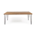 thumbnail image 4 of Euroco 72" Farmhouse Dining Table for 4-6, Large Rectangular Kitchen Table with Metal Legs for Dining Room, Home Office,Teak, 4 of 8