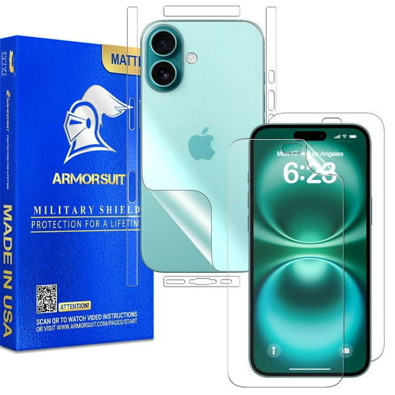ArmorSuit 2 2 Pack Paper-Feel Texture Full Body Skin   Screen Protector for iPhone 16 MilitaryShield Matte Film - Made in USA