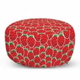 thumbnail image 1 of Fruits Pouf Cover with Zipper, Strawberry Themed Botany Yummy Food Organic Growth Diet Health Print, Soft Decorative Fabric Unstuffed Case, 30" W X 17.3" L, Red Hunter Green, by Ambesonne, 1 of 5